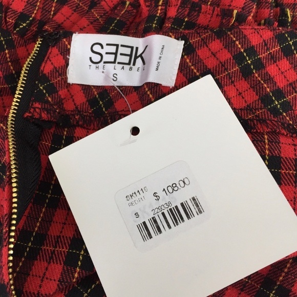 SEEK The Label Red Abstract Fringed Edge Mini Skirt S - Picture 7 of 8